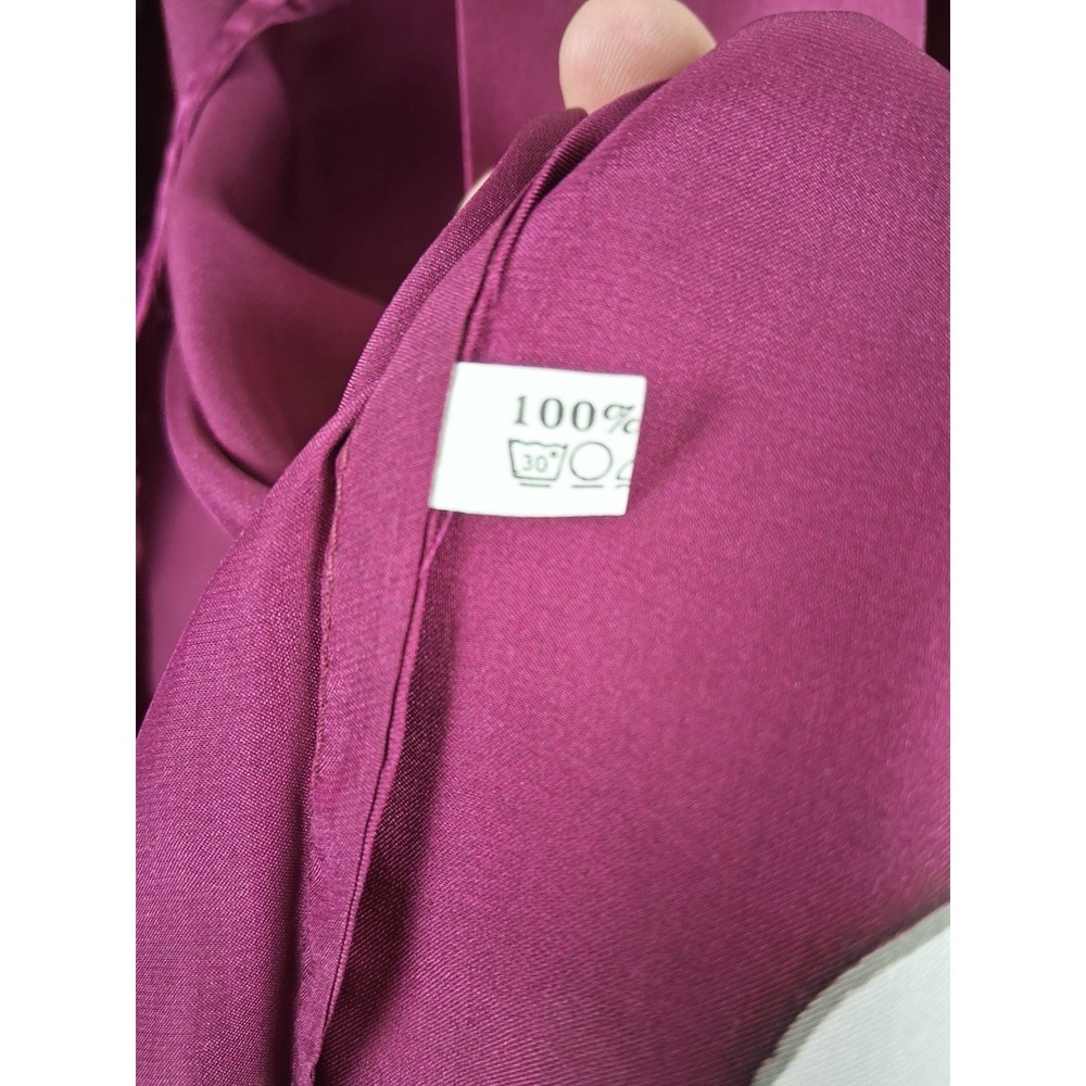 100% Mulberry Silk Kimono Robe Chinese NWOT Wine Color One Size - Picture 6 of 9